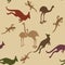 Kangaroos, Emus, Lizards Australian Animals Repeating Pattern