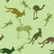 Kangaroos, Emus, Lizards Australian Animals Repeating Pattern