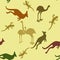 Kangaroos, Emus, Lizards Australian Animals Repeating Pattern