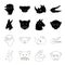 Kangaroos, llama, monkey, panther, Realistic animals set collection icons in black,outline style vector symbol stock