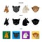 Kangaroos, llama, monkey, panther, Realistic animals set collection icons in cartoon,black,flat style vector symbol