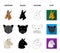 Kangaroos, llama, monkey, panther, Realistic animals set collection icons in cartoon,black,outline,flat style vector