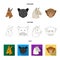 Kangaroos, llama, monkey, panther, Realistic animals set collection icons in cartoon,outline,flat style vector symbol