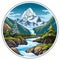 Kangchenjunga Landscape With Waterfall And Trees - Round Logo Image