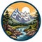 Kangchenjunga Landscape With Waterfall And Trees - Round Logo Image