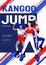 Kangoo jump zumba and latina class advertisement poster template. Females in sport outfit and bounce shoes