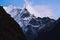 Kangtega mountain peak view from Tengboche village, Himalaya mountain range in Everest national park, Nepal