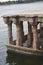 Kankaria Lake, architectural Heritage Ghat with intricate stone carvings, vertical shot, built in the 15th century 1451 by Emperor