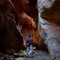 Kannaraville falls in slot canyon and river with flowing water kannaraville falls, Utah