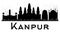 Kanpur City skyline black and white silhouette.