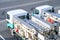 Kansai region, Osaka, Japan - 4 Mar 2018: Two Wheel Plane Loader parking at the Kansai International Airport and ready to drive