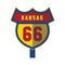 kansas 66 road sign. Vector illustration decorative design