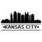 Kansas City Icon Vector Art Design Skyline Night Flat Shadow