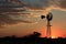 Kansas Windmill Silhouette with Orange Sky