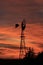 Kansas Windmill at Sunset with a colorful sky with the Sun