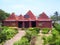 Kanyakumari, Tamil Nadu, India - October 7, 2008 Red color hut shape monument and temple of Wandering Monk