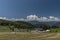 Kanzelhohe hill with cable cars and hotels in sunny fresh summer day