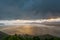 Kao Khad Viewpoint of Phuket city at sunset time with raincloud, Phuket, Thailand