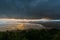 Kao Khad Viewpoint of Phuket city at sunset time with raincloud, Phuket, Thailand