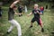 Kapap instructor Fabian Garcia demonstrates Filipino escrima stick fighting techniques