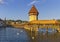 Kapellbrucke Chapel covered Bridge and Water Tower in Luzern, Sw