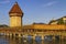 Kapellbrucke Chapel covered Bridge and Water Tower in Luzern, Sw