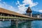 The kapellbrÃ¼cke in Lucerne with its wasserturm water tower