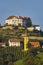 Kapfenstein castle and church with vineyard, Styria, Austria