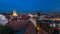 Kaptol and catholic cathedral day to night timelapse in the center of Zagreb, Croatia, panoramic view