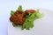 Karaage fried chicken, nugget, and lettuce