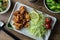 Karaage fried chicken, a popular fast food in Japan.