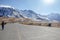 Karakoram mountain range along Karakoram highway paved road at Khunjerab Pass. Pakistan and China border