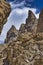 Karakoram mountain-specific landscape with yaks grazing on meadows between green mountain passes crossed by rivers and snow-capped