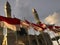 Karanganyar, Indonesia: November 2022 : The Indonesian flag flutters in front of the Great Mosque of Karanganyar, Indonesia