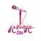 Karaoke bar lettering, vector microphone emblem. Leisure and rel
