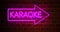 Karaoke neon sign glowing above bar or open mic establishment - 4k