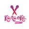 Karaoke party lettering, rap battle vector emblem created using