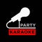 Karaoke party minimalistic promotional poster with microphone sihouette