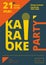 Karaoke party poster or flyer template in A4 size. Song contest pre-made layout. Music night club event banner or promotional mate