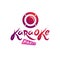 Karaoke party vector inscription, leisure and relaxation lifestyle emblem.