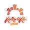 Karaoke party vector inscription, leisure and relaxation lifestyle emblem.