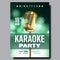 Karaoke Poster Vector. Broadcast Object. Karaoke Music Night Style. Colorful Instrument. Realistic Illustration