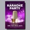 Karaoke Poster Vector. Colorful Instrument. Technology Symbol. Karaoke Party Flyer. Music Night. Radio Microphone. Retro