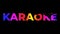 Karaoke text. Party in 80s style. Party text with sound waves effect. Glowing neon lights. Retrowave and synthwave style. For