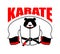 Karate Bear mascot. grizzly in judo kimono. Angry sport animal