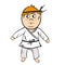 Karate cartoon kid red head with black belt