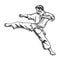 karate fighter vector design black and white