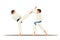 Karate fighters flat vector characters