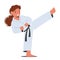 Karate Girl Character, Fierce, Disciplined, And Determined Child Gracefully Masters The Art Of Self-defense