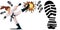 Karate girl kick ass explosion cartoon  graphics illustration.